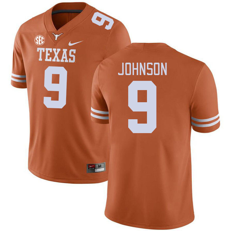 # 9 Collin Johnson Texas Longhorns Jerseys Football Stitched-Orange